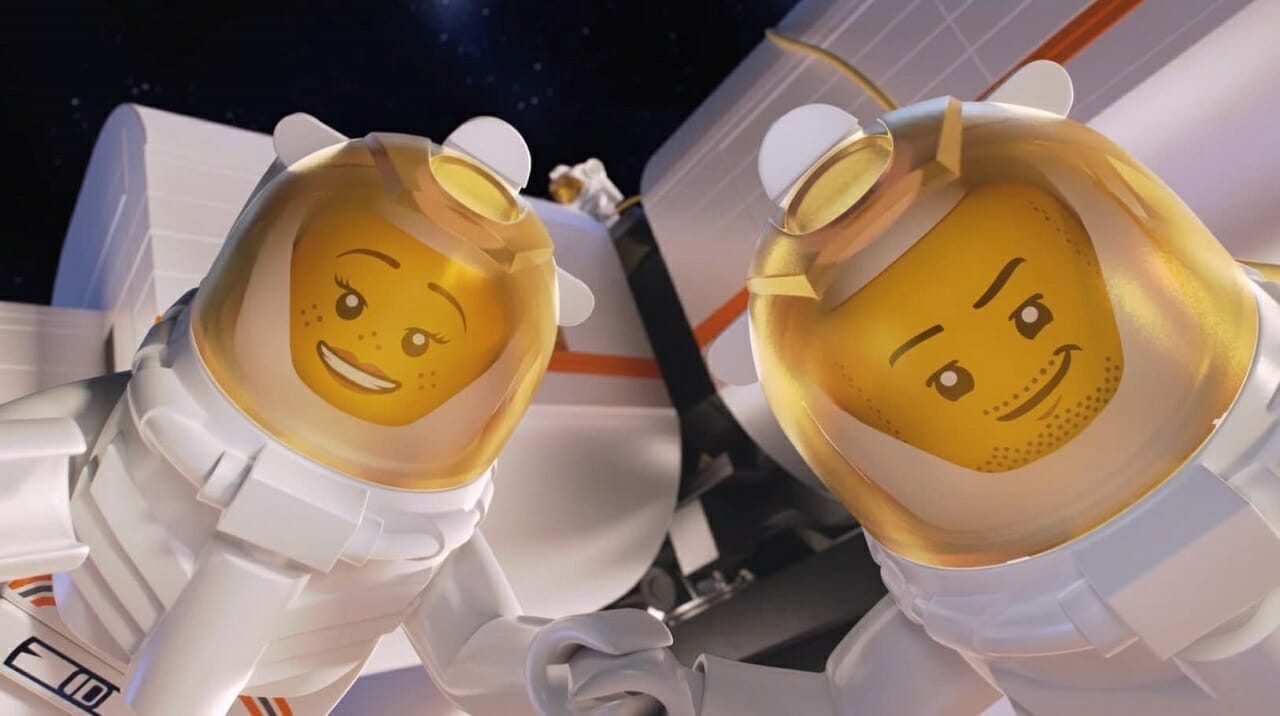 M2 Animation banner showcasing the award-winning LEGO City Mini Series. Features two animated LEGO astronaut characters in outer space, highlighting the studio's excellence in animation